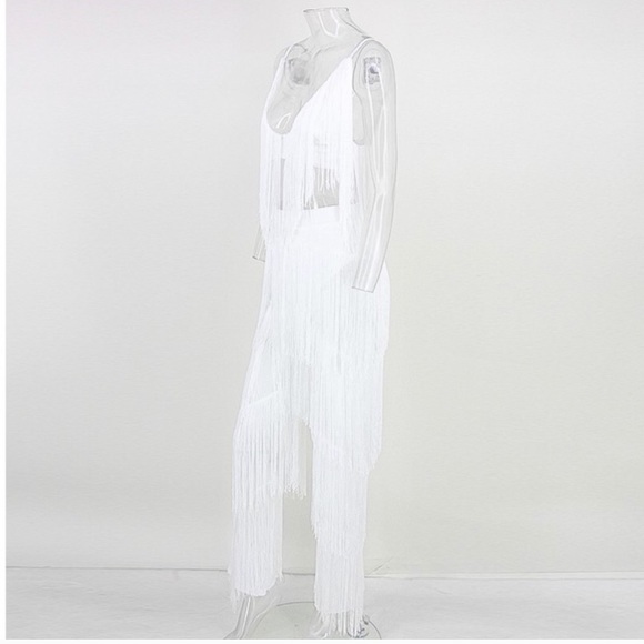 NEW! Host Pick! White Fringe Jumpsuit (Tassel) - Picture 4 of 8